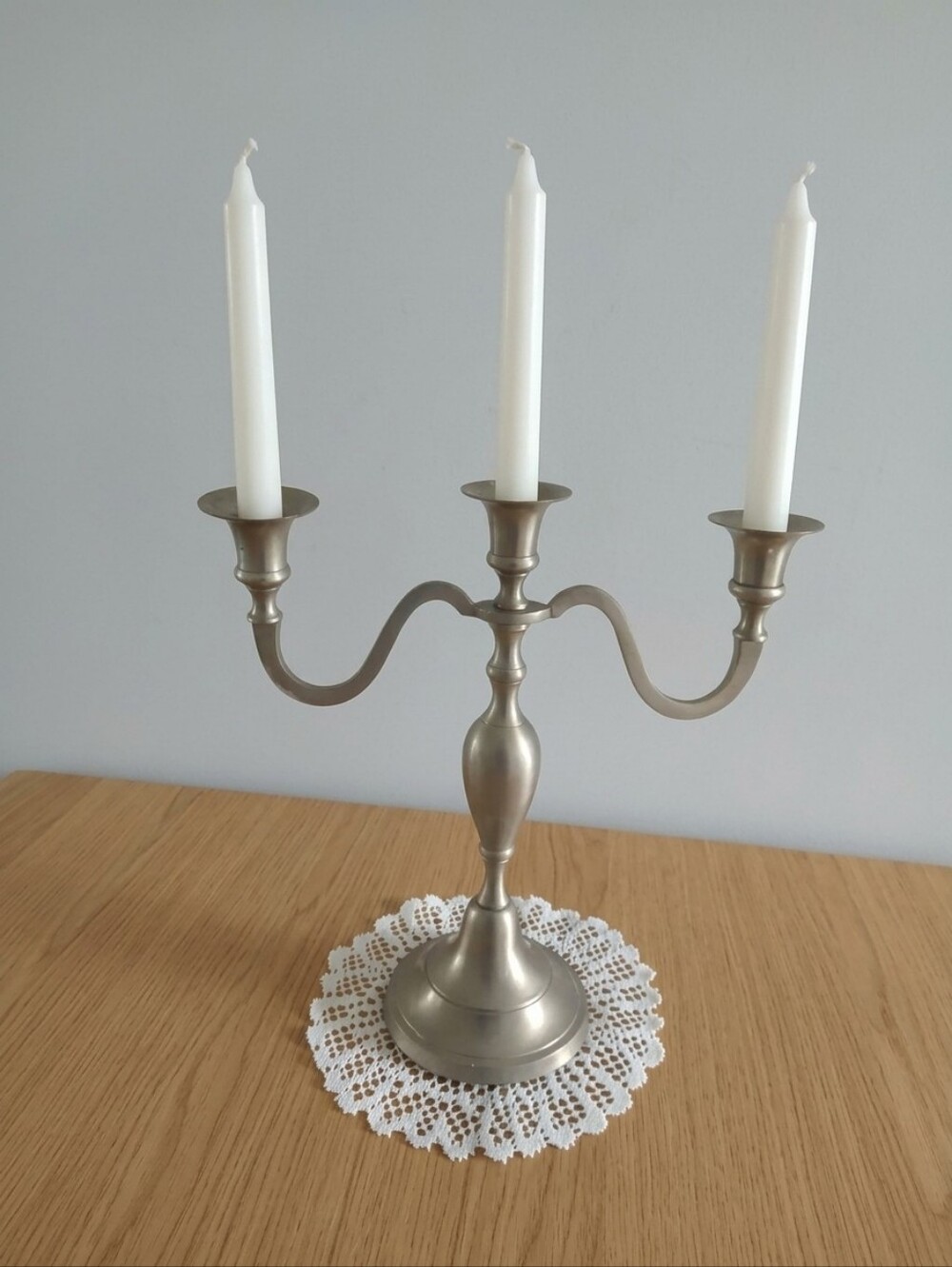 Three-Arm Silver Taper Candle Holder